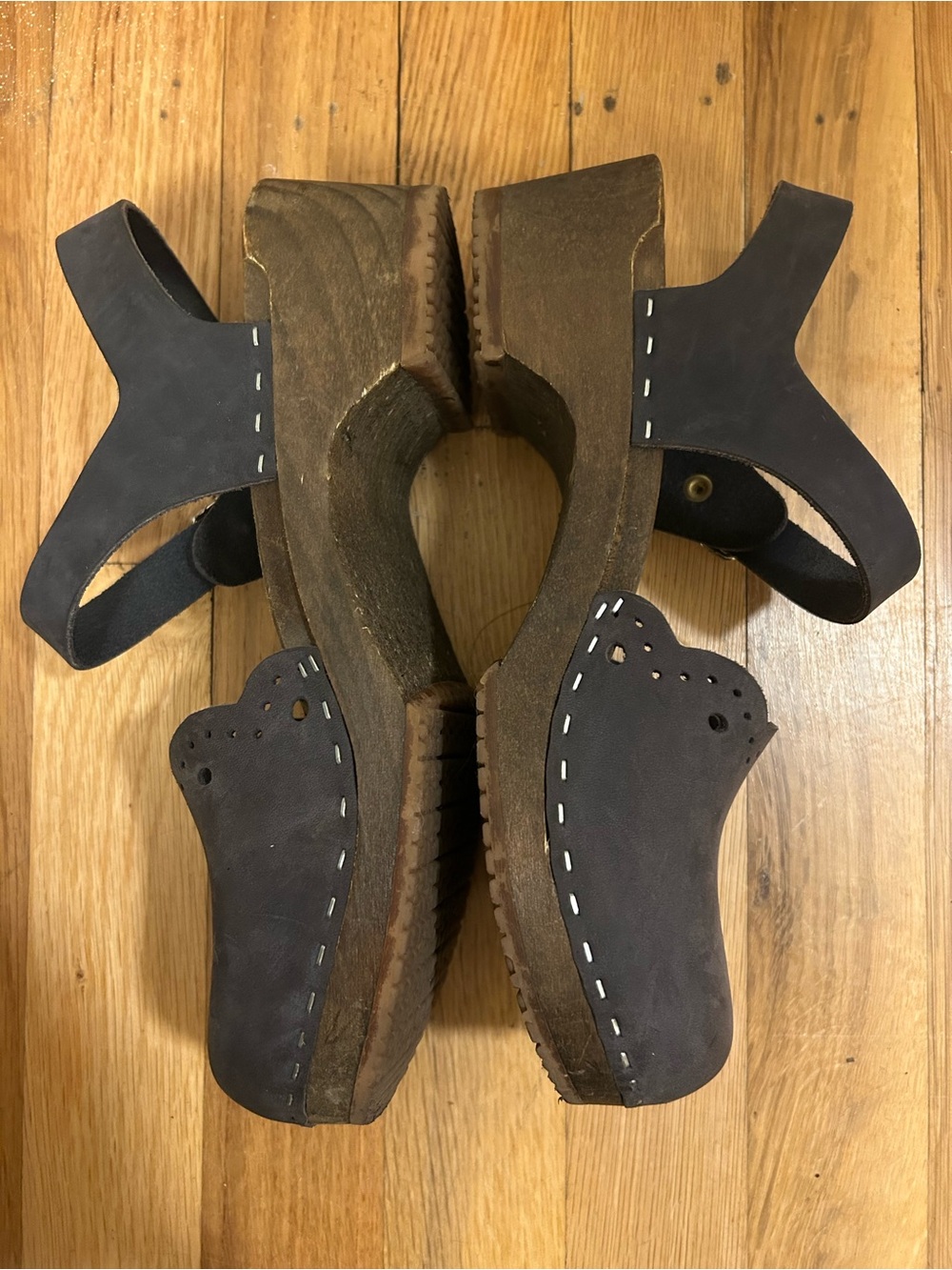 Sandgrens Women’s Milan Clog Sandals Navy Nubuck Leather w Scalloped Trim, EU 39 - Picture 9 of 11